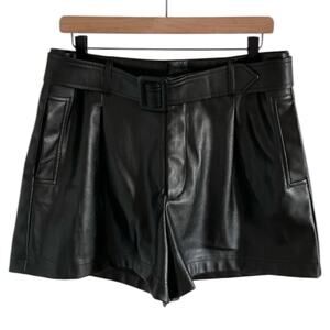 Everly by Anthropologie Faux Leather Belted Shorts Black Large